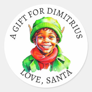 Merry Christmas   Vintage Little Elf To and From  Classic Round Sticker