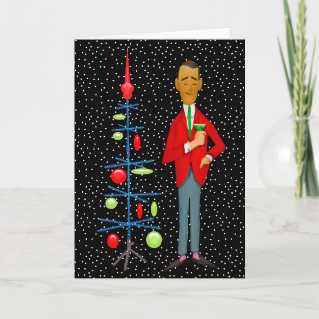 MERRY CHRISTMAS | Vintage MCM Christmas Tree Holiday Card (Front)