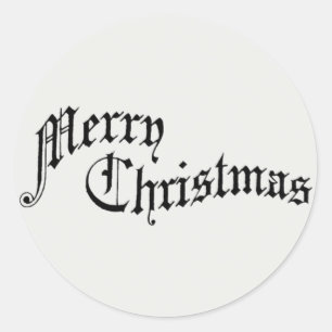 Merry Christmas Vintage Old Fashioned Typography Classic Round Sticker