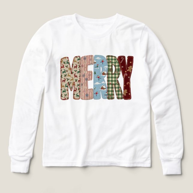 Merry Christmas Vintage Patchwork Letters | Winter (Design Front)