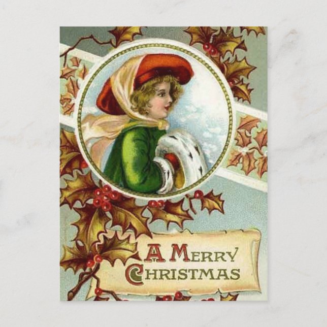 Merry Christmas Vintage Postcard (Front)