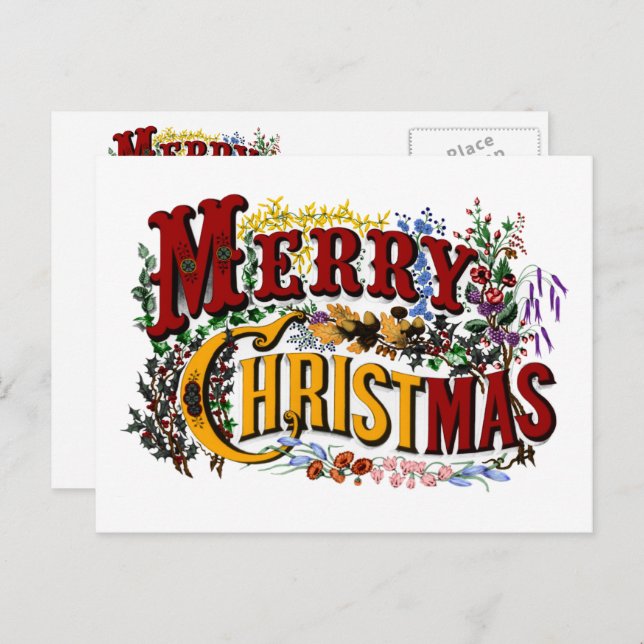 Merry Christmas Vintage Postcard (Front/Back)