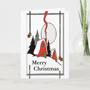 Merry Christmas Vintage Print Holiday Card
