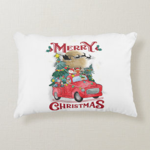 Merry Christmas Vintage Red Santa Truck Decorative Cushion