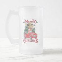 Merry Christmas Vintage Red Santa Truck