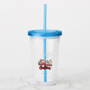 Merry Christmas Vintage Red Santa Truck Gifts Acrylic Tumbler