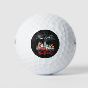 Merry Christmas Vintage Red Santa Truck Gifts Golf Balls