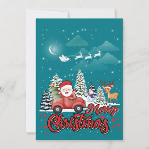 Merry Christmas Vintage Red Santa Truck Gifts Holiday Card