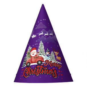 Merry Christmas Vintage Red Santa Truck Gifts Party Hat