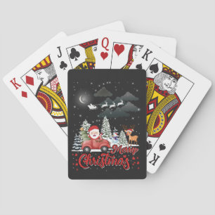 Merry Christmas Vintage Red Santa Truck Gifts Playing Cards