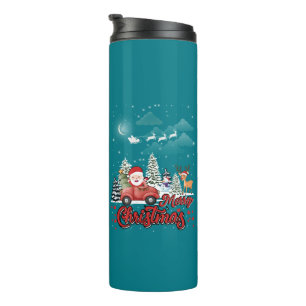 Merry Christmas Vintage Red Santa Truck Gifts Thermal Tumbler