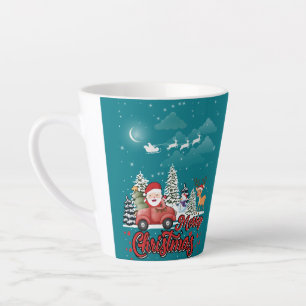Merry Christmas Vintage Red Santa Truck Latte Mug