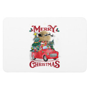 Merry Christmas Vintage Red Santa Truck Magnet