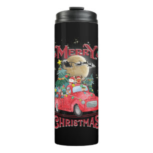Merry Christmas Vintage Red Santa Truck Thermal Tumbler