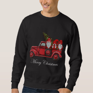 Merry Christmas Vintage Red Truck Gnomes with Chri Sweatshirt