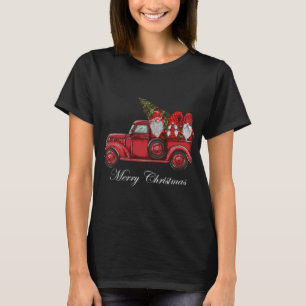 Merry Christmas Vintage Red Truck Gnomes with Chri T-Shirt
