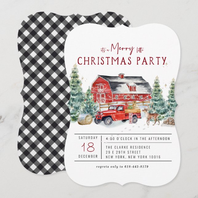 Merry Christmas | Vintage Red Truck Holiday Party Invitation (Front/Back)