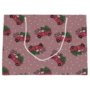 Merry Christmas Vintage Red Truck Large Gift Bag