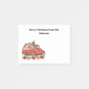 Merry Christmas Vintage Red Truck Watercolor Post-it Notes