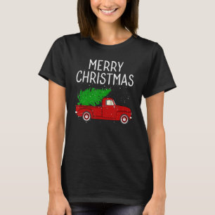 Merry Christmas Vintage Red Truck With Tree Family T-Shirt