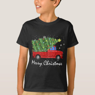Merry Christmas Vintage Red Truck with Tree T-Shirt