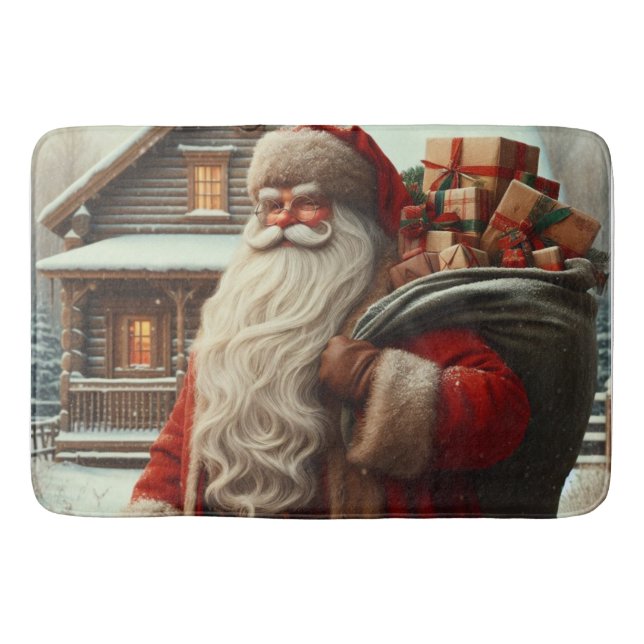Merry Christmas vintage Santa  Bath Mat (Front)