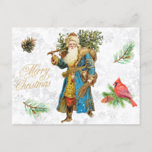 Merry Christmas Vintage Santa Claus Collage Holiday Postcard