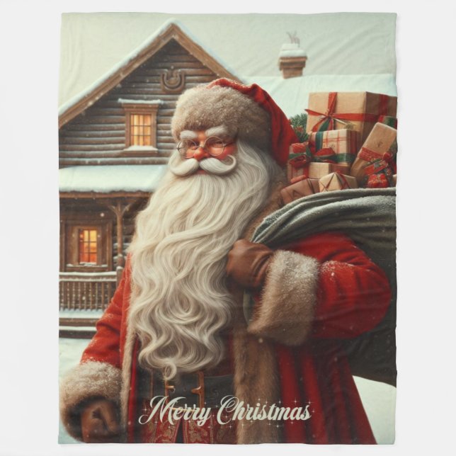 Merry Christmas vintage Santa  Fleece Blanket (Front)