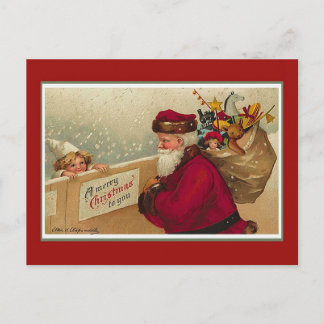 Merry Christmas Vintage Santa Holiday Postcard