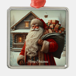 Merry Christmas vintage Santa  Metal Tree Decoration