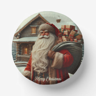 Merry Christmas vintage Santa Paper Plate