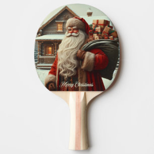 Merry Christmas vintage Santa Ping Pong Paddle