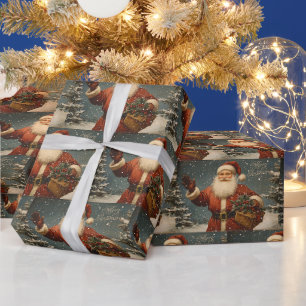 Merry Christmas Vintage Santa Wrapping Paper