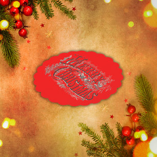 Merry Christmas - Vintage Style Black on Red Paper Coaster