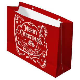 Merry Christmas vintage style design Large Gift Bag