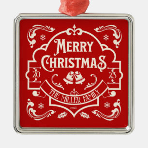 Merry Christmas vintage style design Metal Tree Decoration
