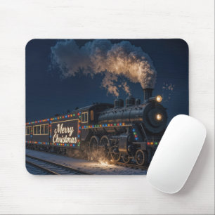 Merry Christmas Vintage Train In Snow Mouse Pad