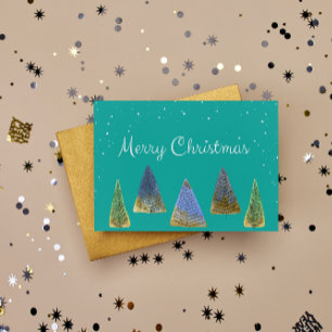 Merry Christmas Vintage Trees Holidays Postcard