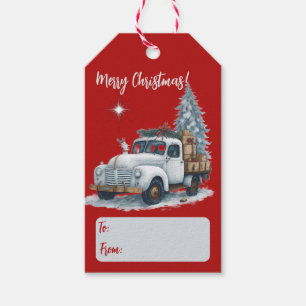 Merry Christmas Vintage Truck Holiday  Gift Tags