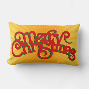 MERRY CHRISTMAS - vintage Xmas text design Lumbar Cushion