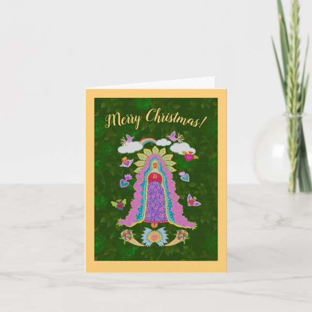 Merry Christmas Virgin Mary Folded Note Card (Front)