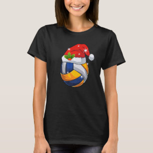 Merry Christmas Volleyball Santa Hat Xmas Boys Gir T-Shirt