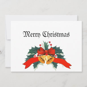 Merry Christmas w/ Gold Bells Holiday Card