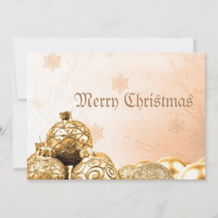 Merry Christmas w/ Gold Ornaments Christmas Card