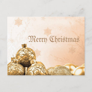 Merry Christmas w/ Gold Ornaments  Postcard