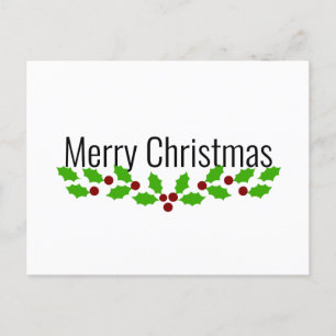 Merry Christmas w/ Holly Holiday Postcard