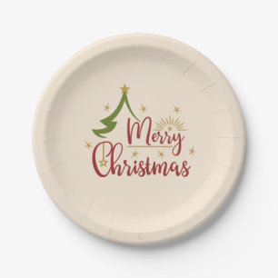 Merry Christmas w/Tree Paper Plate