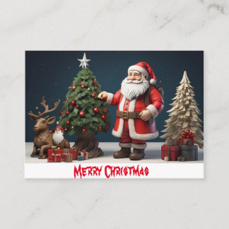 Merry Christmas wall art design with santa Business Card
