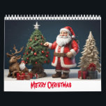 Merry Christmas wall art design with santa  Calendar<br><div class="desc">Merry Christmas wall art design with santa Classic Red Suit: Vintage Santas typically wear a bright red suit trimmed with white fur. The suit can be adorned with buttons or other decorative elements. Wide Belt with Buckle: A wide black belt with a big buckle is a classic feature. The buckle...</div>