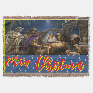 Merry christmas,wall, window,image throw blanket